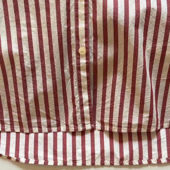 NWT LOFT Burgundy and White Striped button down Shirt Large - Picture 8 of 9